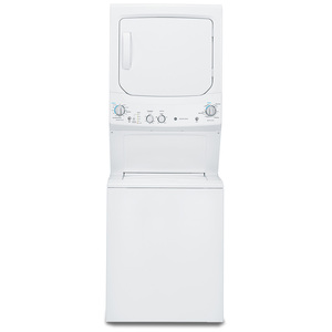 GE Appliances 2.3 cu. ft. Cap Washer 4.4 cu. ft. Capacity Dryer 220 V Electric Unitized Spacemaker White - GUD24GSSMWW